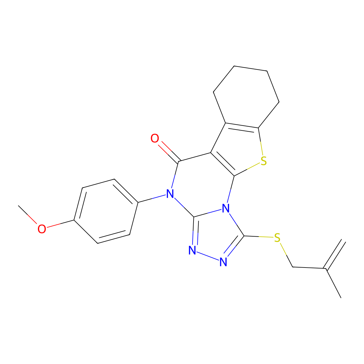 4-(4-methoxyphenyl)-1-((2-methylallyl)thio)-6,7,8,9-tetrahydrobenzo[4,5]thieno[3,2-e][1,2,4]triazolo[4,3-a]pyrimidin-5(4H)-one molecular structure, CAS 332393-17-6