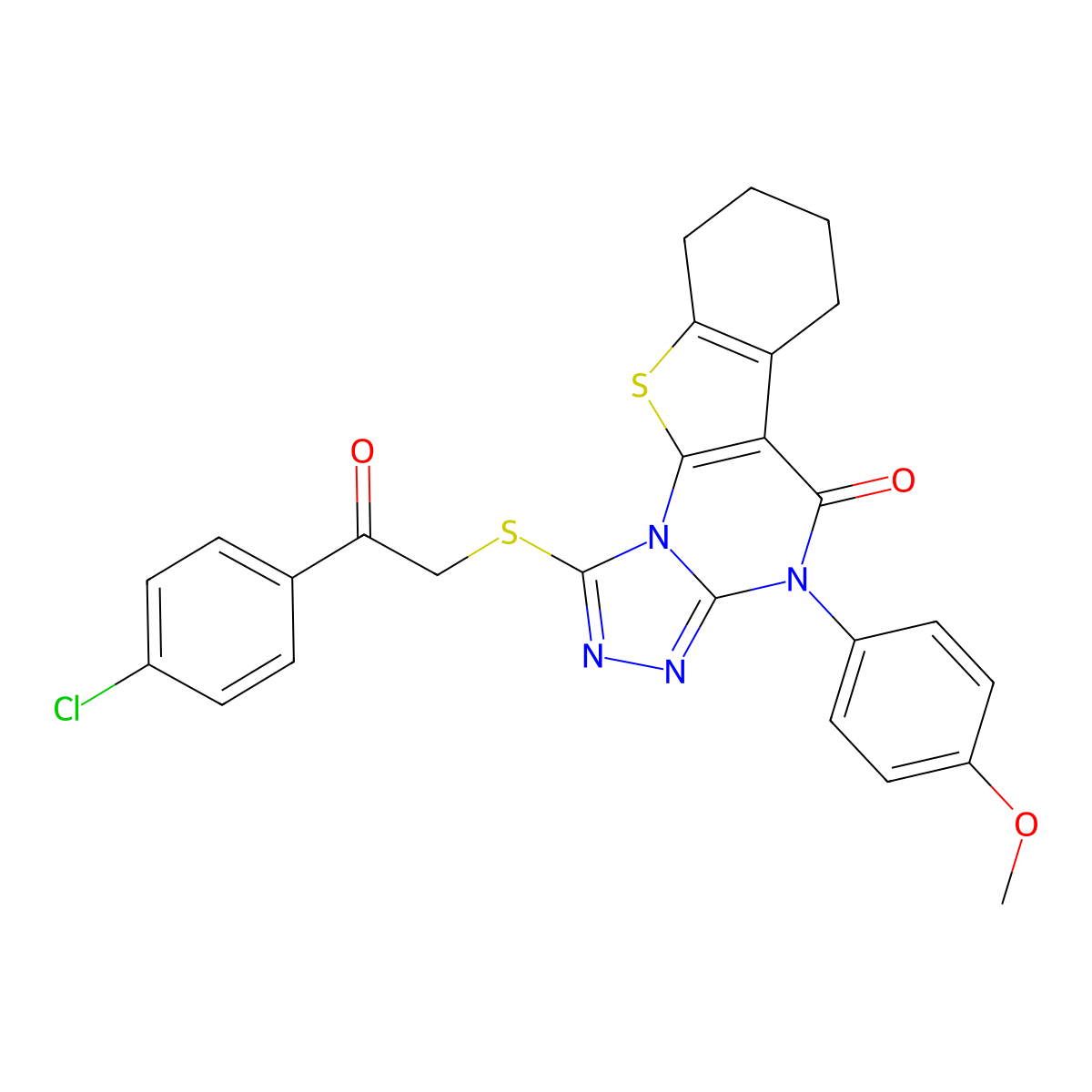 1-{[2-(4-chlorophenyl)-2-oxoethyl]sulfanyl}-4-(4-methoxyphenyl)-6,7,8,9-tetrahydro[1]benzothieno[3,2-e][1,2,4]triazolo[4,3-a]pyrimidin-5(4H)-one molecular structure, CAS 332393-22-3