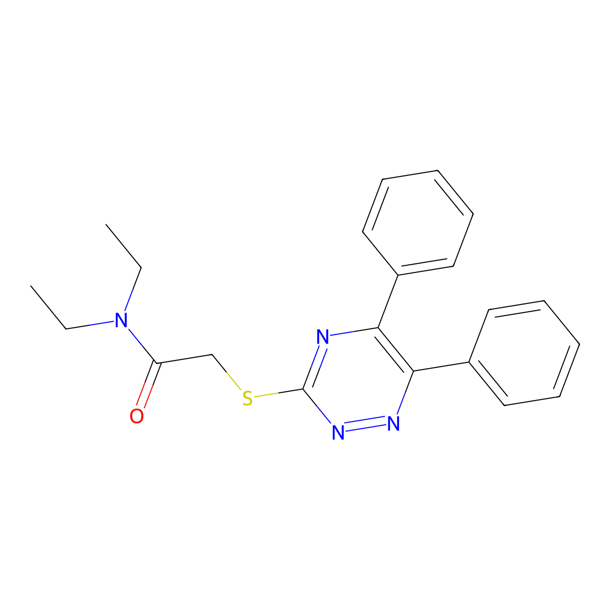 2-((5,6-Diphenyl-1,2,4-triazin-3-YL)thio)-N,N-diethylacetamide molecular structure, CAS 332393-80-3