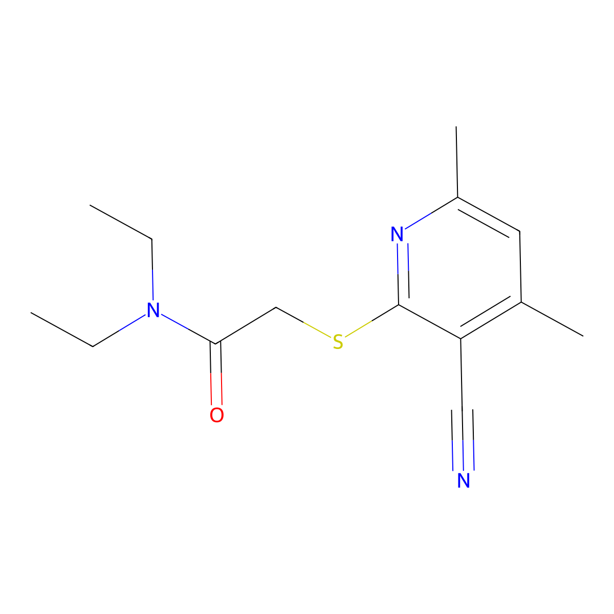 2-(3-cyano-4,6-dimethylpyridin-2-yl)sulfanyl-N,N-diethylacetamide molecular structure, CAS 332393-82-5