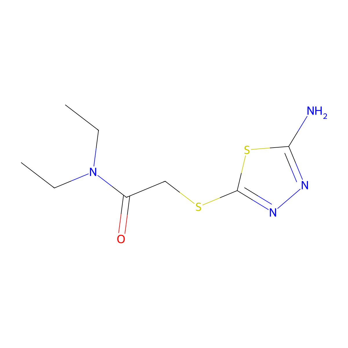 2-(5-Amino-[1,3,4]thiadiazol-2-ylsulfanyl)-N,N-diethyl-acetamide molecular structure, CAS 332393-85-8
