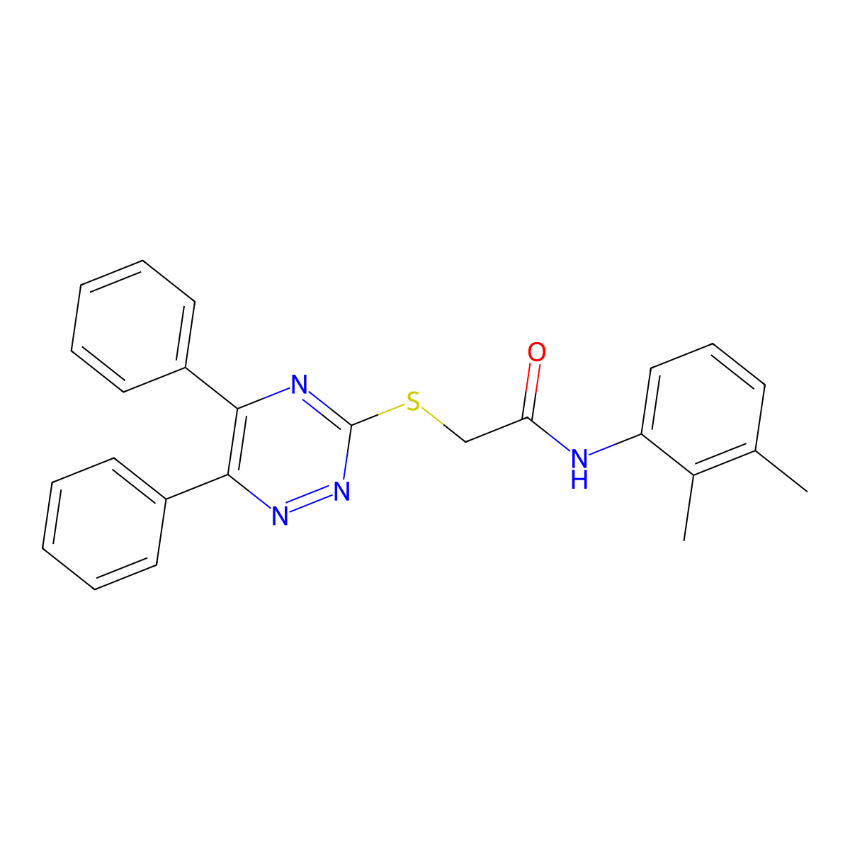 N-(2,3-Dimethylphenyl)-2-((5,6-diphenyl-1,2,4-triazin-3-YL)thio)acetamide molecular structure, CAS 332393-90-5