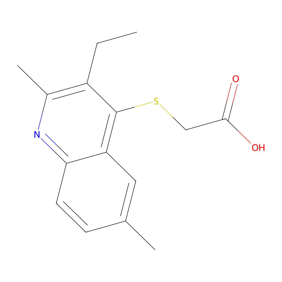 [(3-Ethyl-2,6-dimethylquinolin-4-yl)sulfanyl]acetic acid molecular structure, CAS 332394-06-6