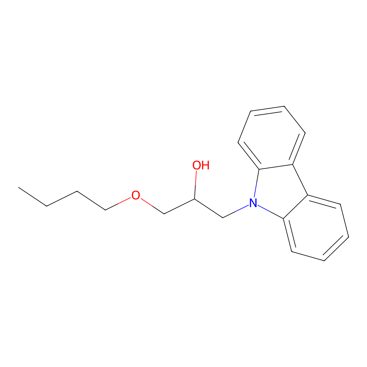 1-Butoxy-3-carbazol-9-ylpropan-2-ol molecular structure, CAS 332394-24-8