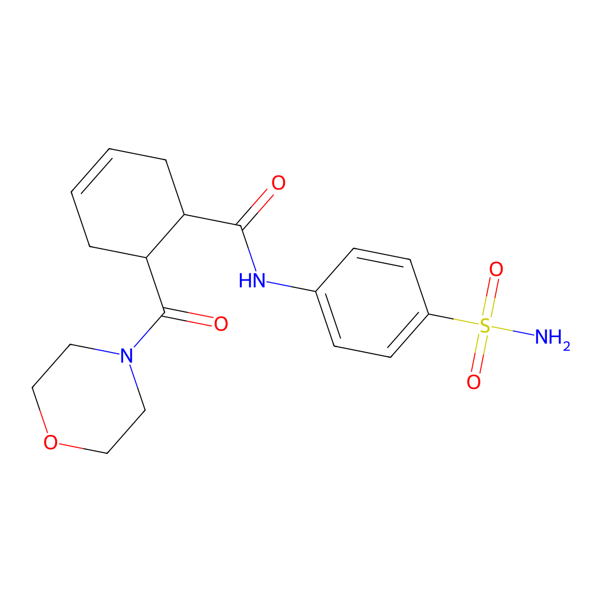6-(morpholine-4-carbonyl)-N-(4-sulfamoylphenyl)cyclohex-3-ene-1-carboxamide molecular structure, CAS 332394-27-1