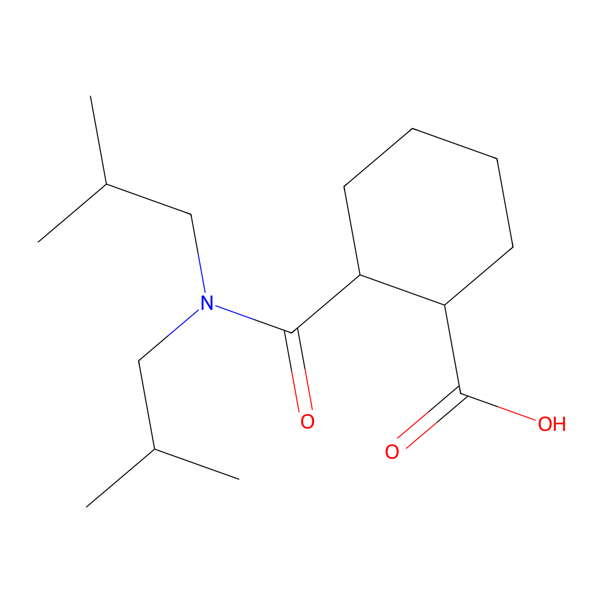 2-Diisobutylcarbamoyl-cyclohexanecarboxylic acid molecular structure, CAS 332394-38-4