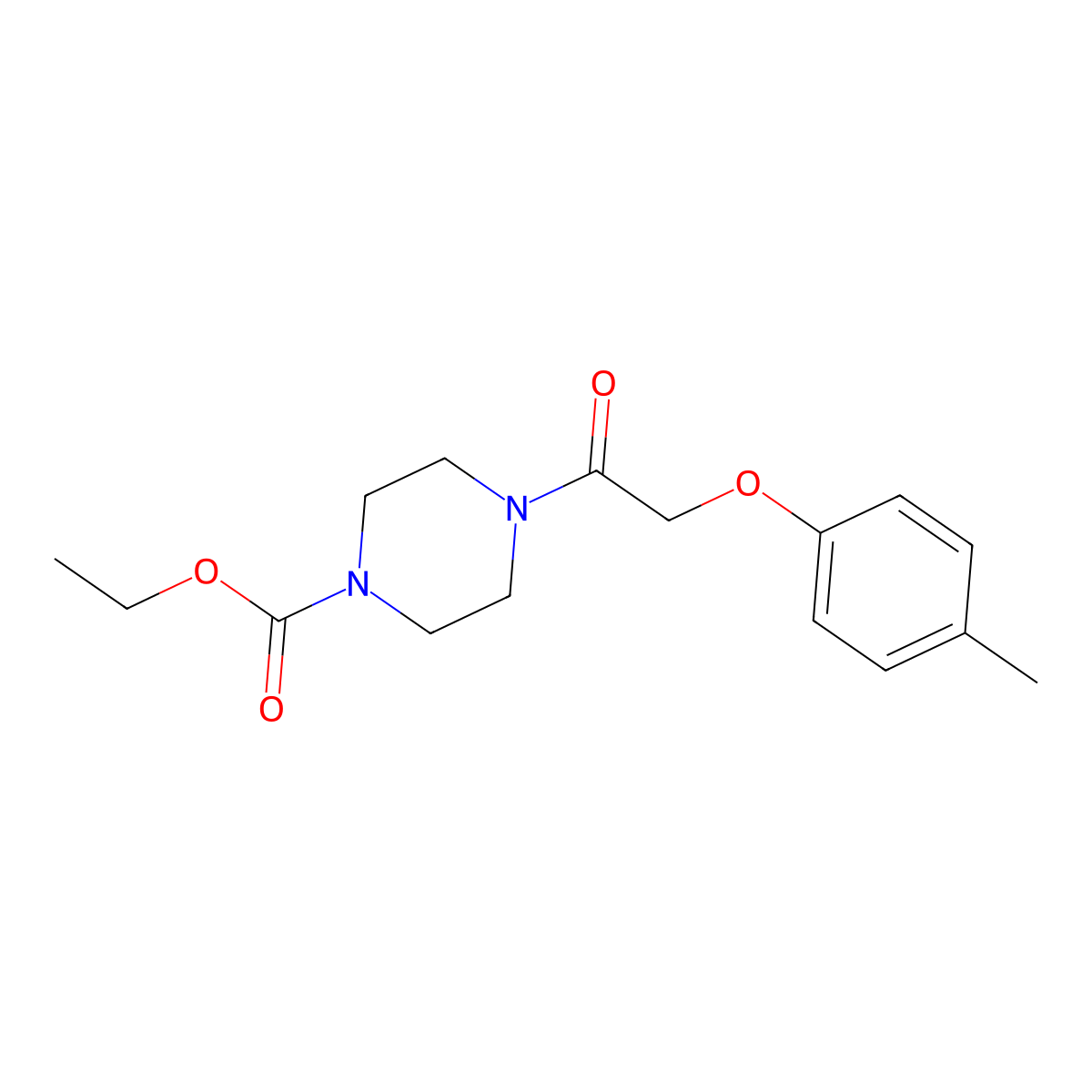 Ethyl 4-[(4-methylphenoxy)acetyl]-1-piperazinecarboxylate molecular structure, CAS 332399-55-0