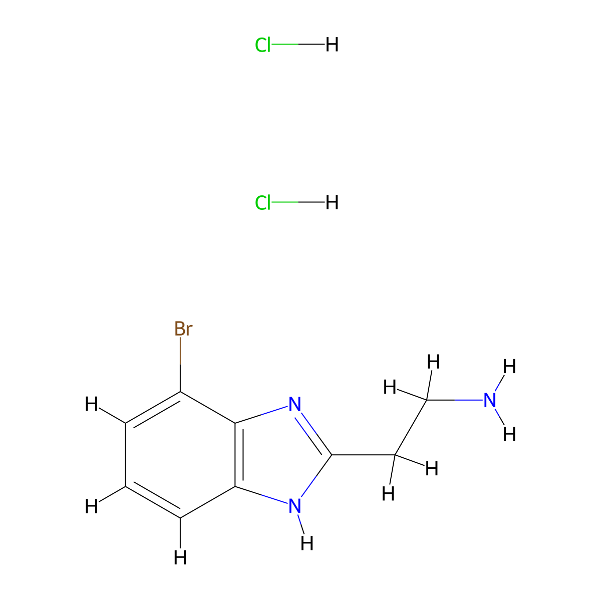 2-(4-bromo-1H-1,3-benzodiazol-2-yl)ethan-1-amine dihydrochloride molecular structure, CAS 3324-07-0