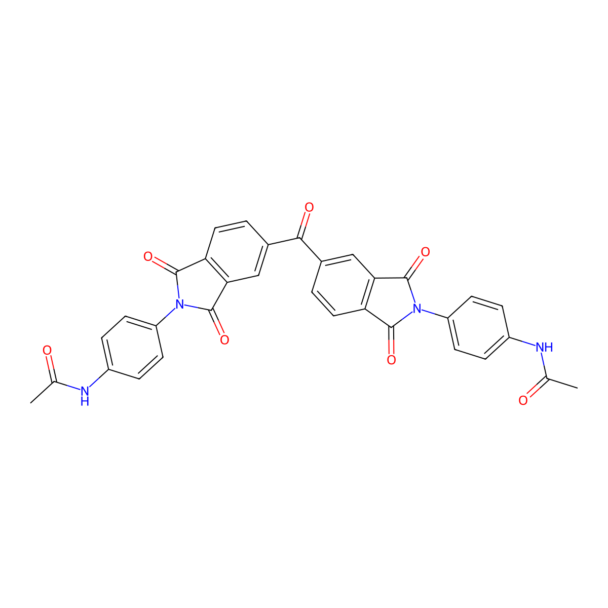 N-[4-[5-[2-(4-acetamidophenyl)-1,3-dioxoisoindole-5-carbonyl]-1,3-dioxoisoindol-2-yl]phenyl]acetamide molecular structure, CAS 332400-12-1