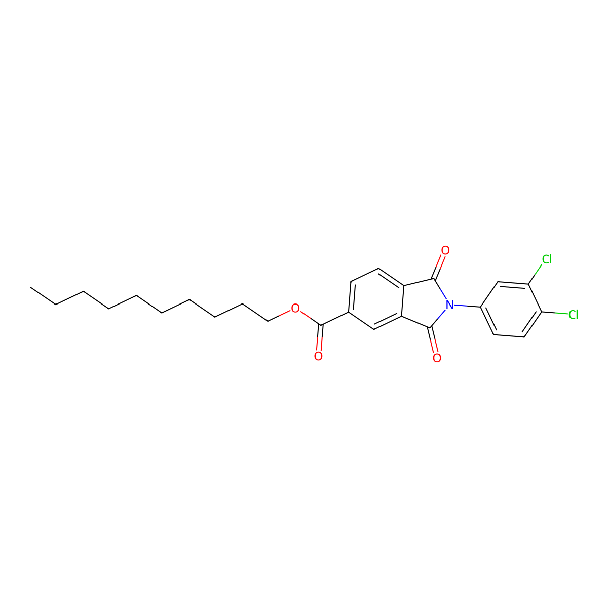 Decyl 2-(3,4-dichlorophenyl)-1,3-dioxoisoindoline-5-carboxylate molecular structure, CAS 332400-31-4