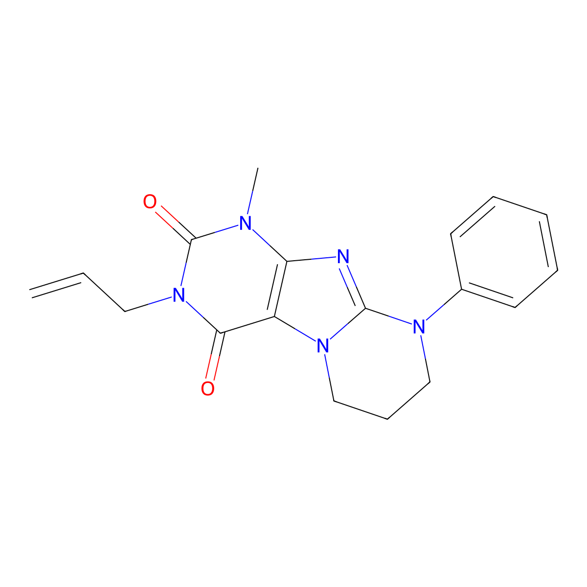 1-methyl-9-phenyl-3-prop-2-enyl-7,8-dihydro-6H-purino[7,8-a]pyrimidine-2,4-dione molecular structure, CAS 332400-80-3