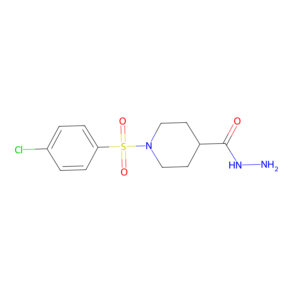 1-[(4-Chlorophenyl)sulfonyl]piperidine-4-carbohydrazide molecular structure, CAS 332400-85-8