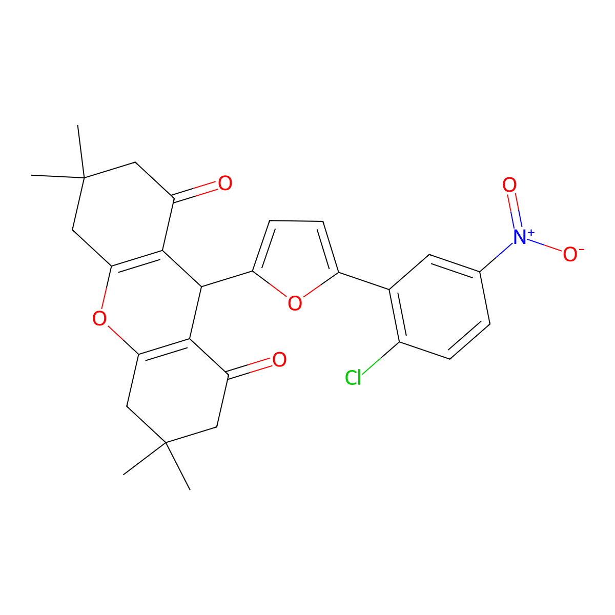 9-[5-(2-chloro-5-nitrophenyl)furan-2-yl]-3,3,6,6-tetramethyl-4,5,7,9-tetrahydro-2H-xanthene-1,8-dione molecular structure, CAS 332401-26-0