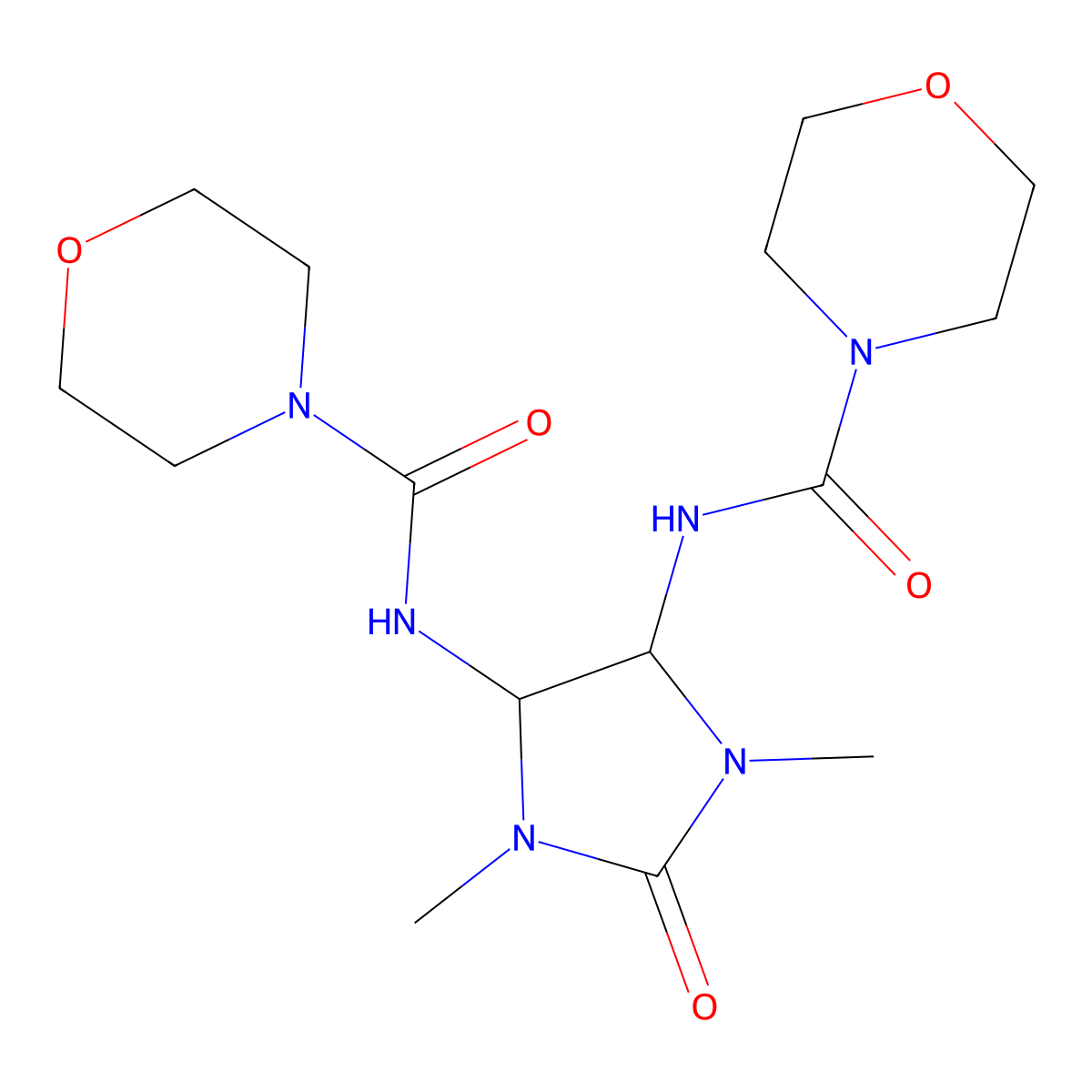 N-[1,3-dimethyl-5-(morpholine-4-carbonylamino)-2-oxoimidazolidin-4-yl]morpholine-4-carboxamide molecular structure, CAS 332403-16-4