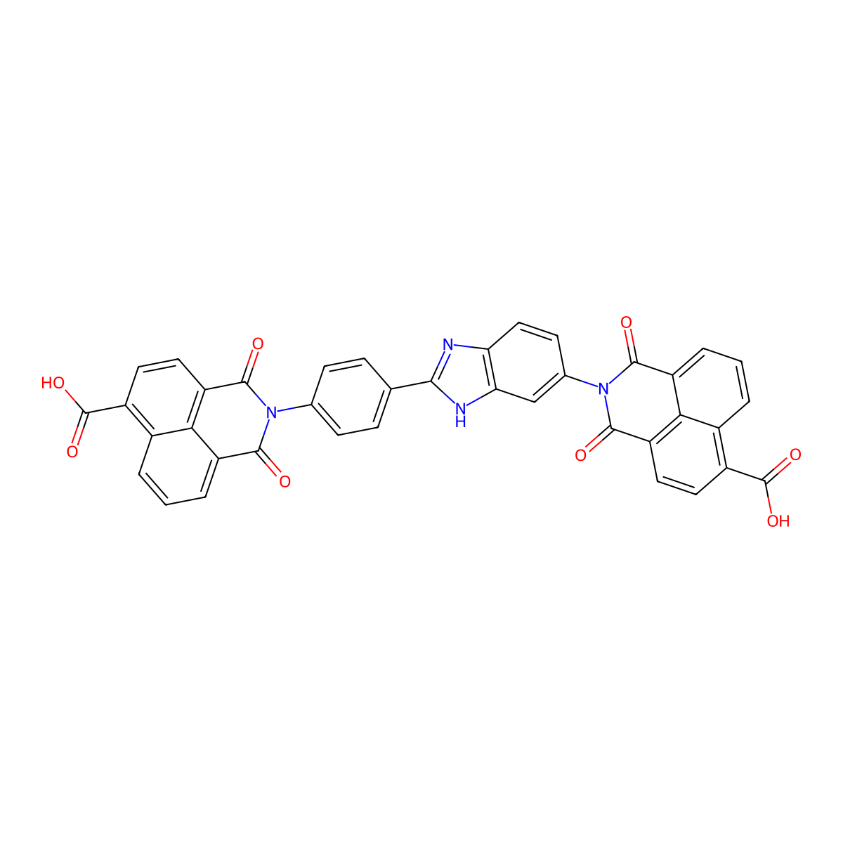 2-[4-[6-(6-carboxy-1,3-dioxobenzo[de]isoquinolin-2-yl)-1H-benzimidazol-2-yl]phenyl]-1,3-dioxobenzo[de]isoquinoline-6-carboxylic acid molecular structure, CAS 332403-26-6