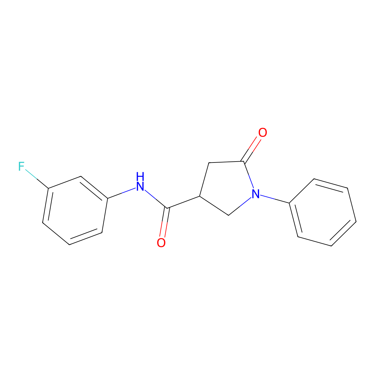 N-(3-fluorophenyl)-5-oxo-1-phenylpyrrolidine-3-carboxamide molecular structure, CAS 332403-71-1