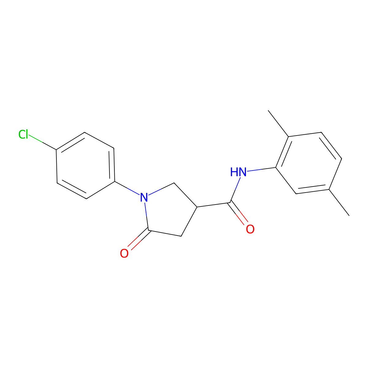 1-(4-chlorophenyl)-N-(2,5-dimethylphenyl)-5-oxopyrrolidine-3-carboxamide molecular structure, CAS 332403-73-3