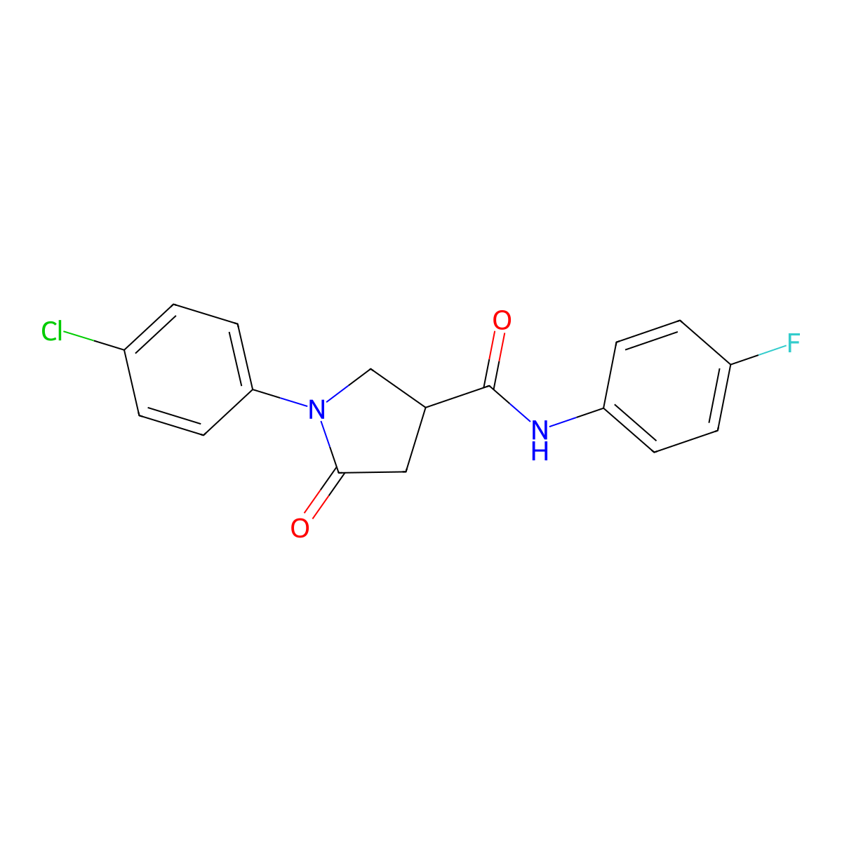 1-(4-chlorophenyl)-N-(4-fluorophenyl)-5-oxopyrrolidine-3-carboxamide molecular structure, CAS 332403-74-4