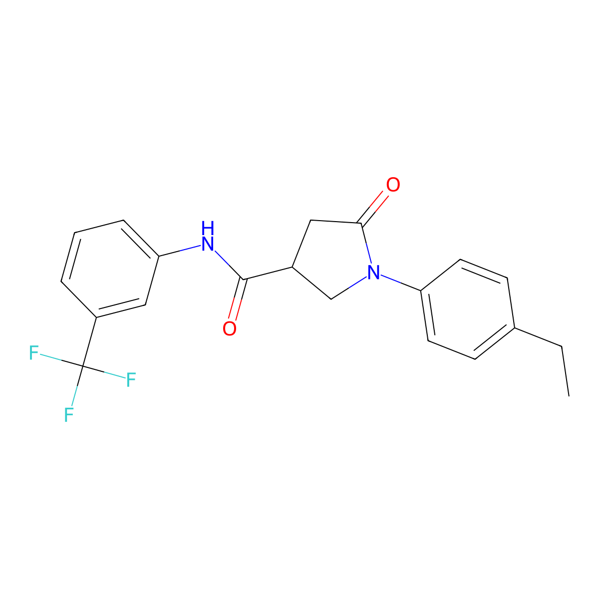 1-(4-ethylphenyl)-5-oxo-N-[3-(trifluoromethyl)phenyl]pyrrolidine-3-carboxamide molecular structure, CAS 332403-76-6