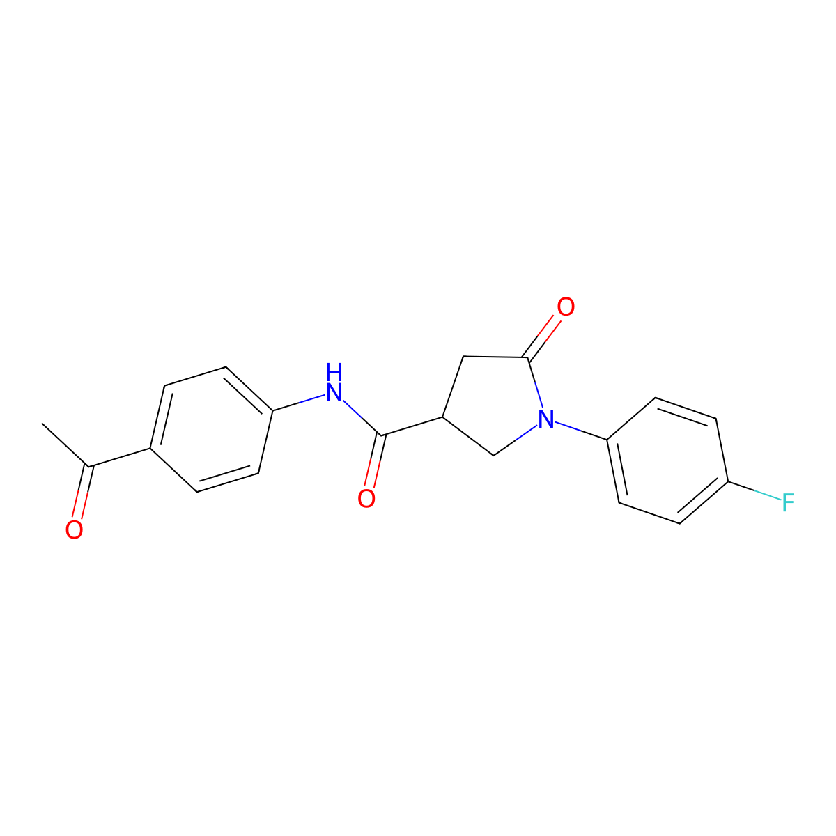 N-(4-acetylphenyl)-1-(4-fluorophenyl)-5-oxopyrrolidine-3-carboxamide molecular structure, CAS 332404-04-3