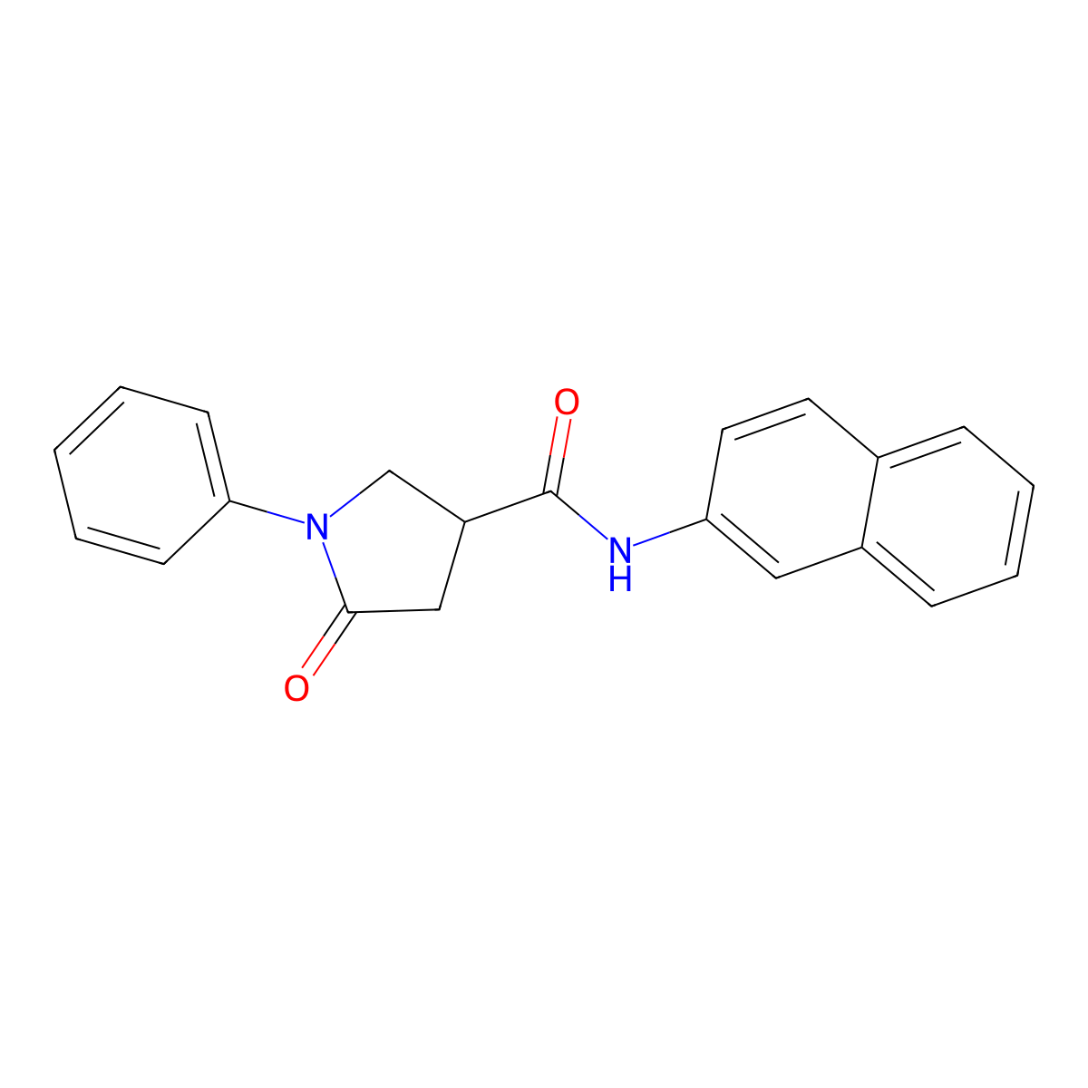 N-naphthalen-2-yl-5-oxo-1-phenylpyrrolidine-3-carboxamide molecular structure, CAS 332404-08-7