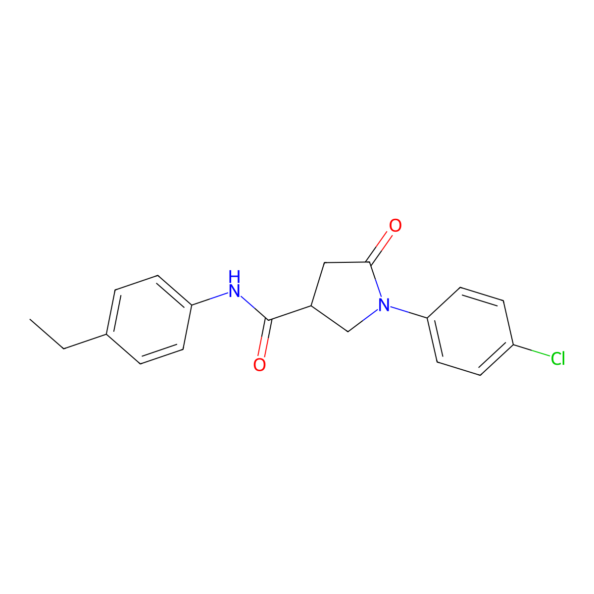 1-(4-chlorophenyl)-N-(4-ethylphenyl)-5-oxopyrrolidine-3-carboxamide molecular structure, CAS 332404-12-3