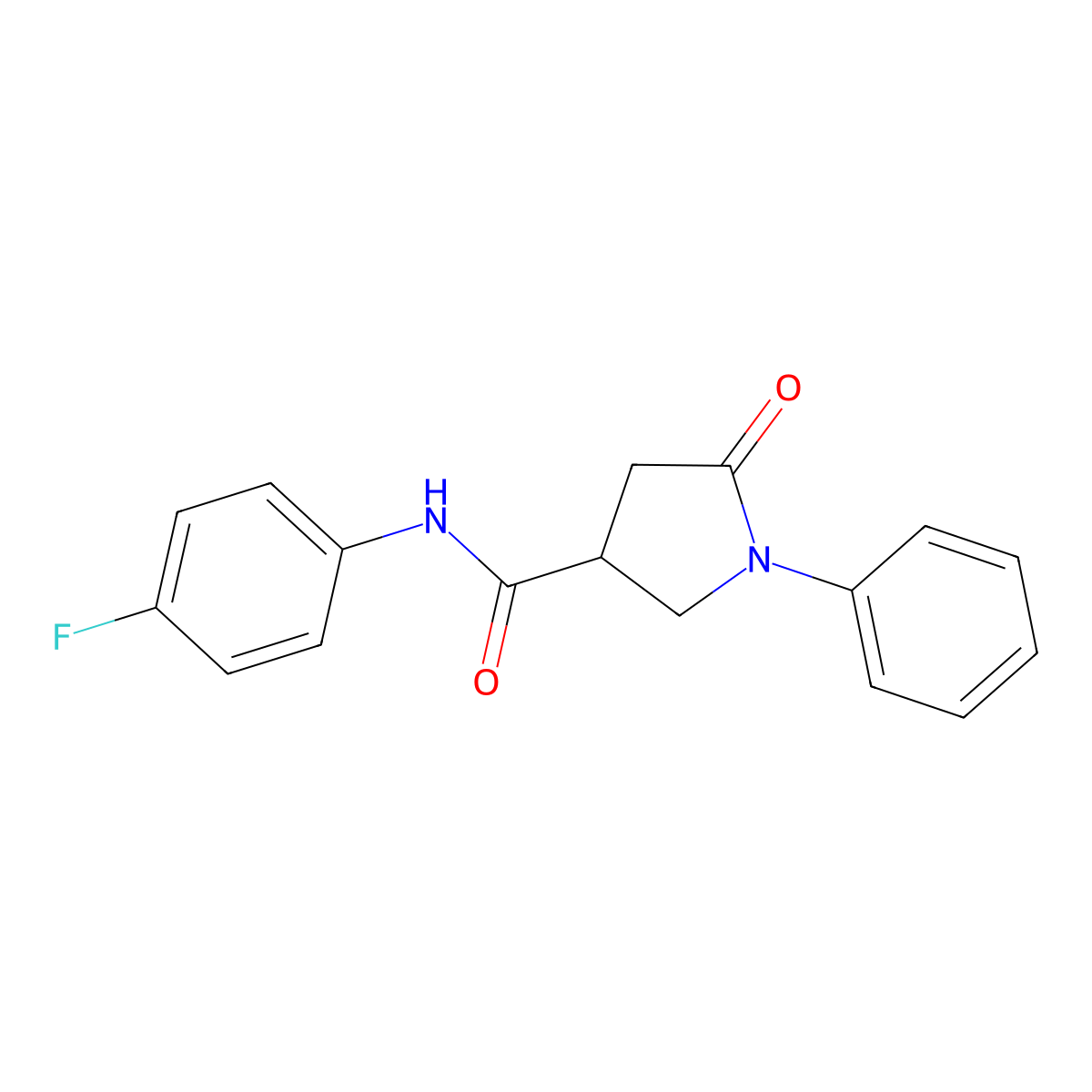 N-(4-fluorophenyl)-5-oxo-1-phenylpyrrolidine-3-carboxamide molecular structure, CAS 332404-34-9
