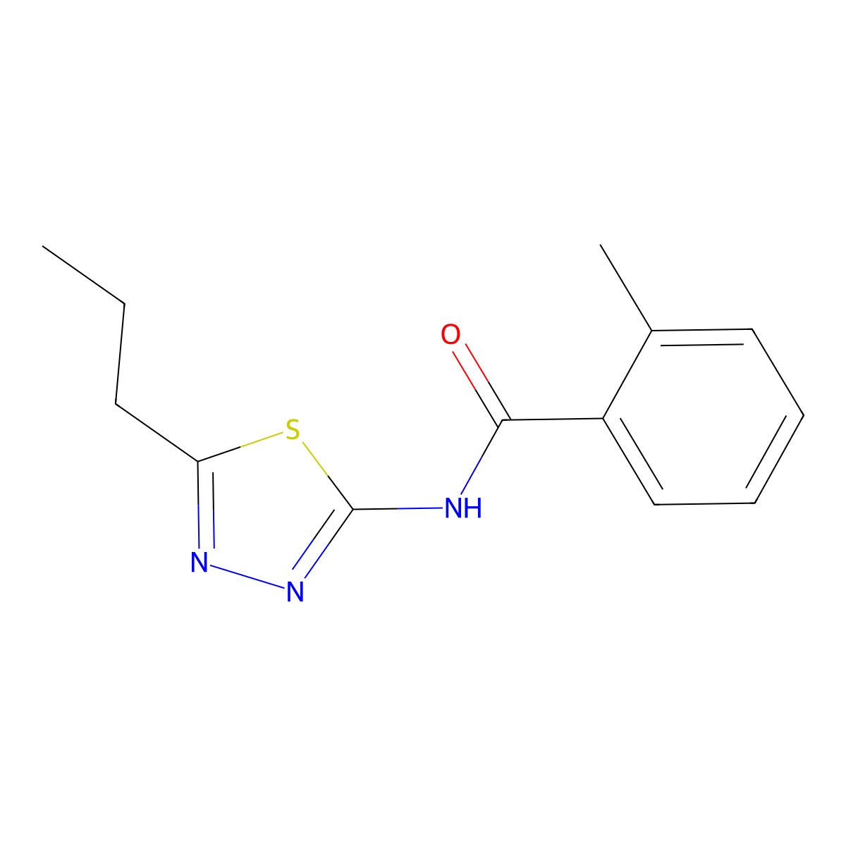 2-methyl-N-(5-propyl-1,3,4-thiadiazol-2-yl)benzamide molecular structure, CAS 332407-50-8