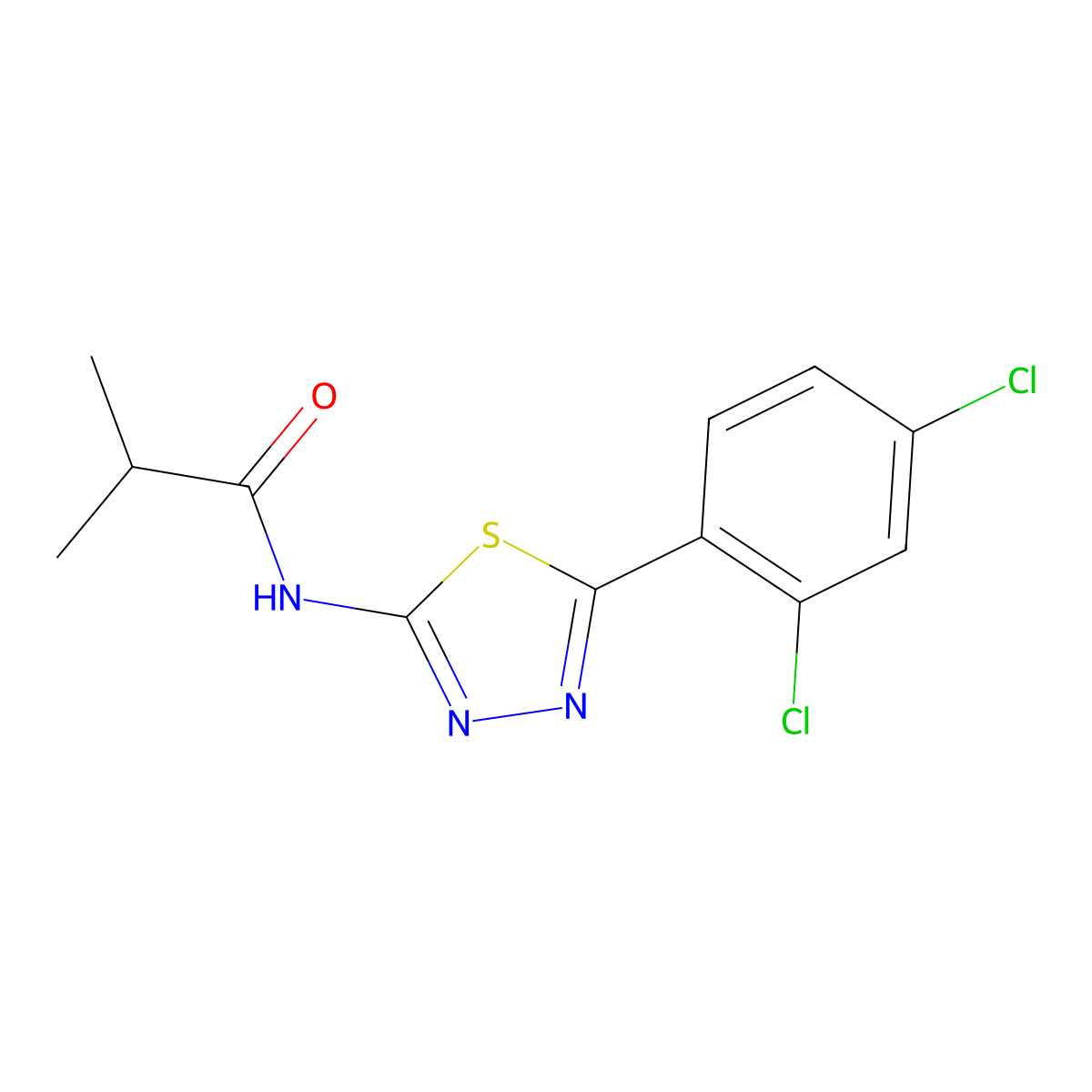 N-[5-(2,4-dichlorophenyl)-1,3,4-thiadiazol-2-yl]-2-methylpropanamide molecular structure, CAS 332407-62-2
