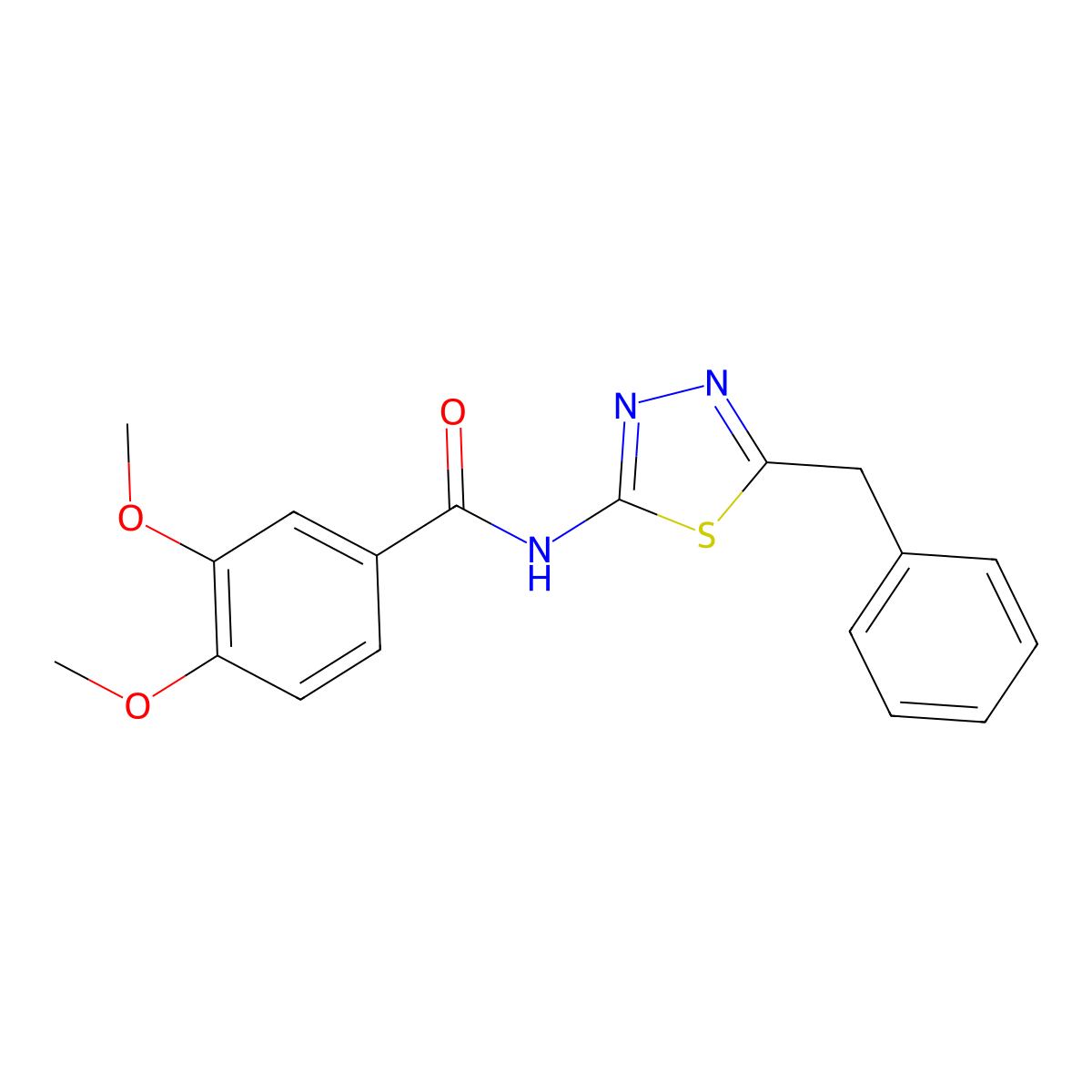 N-(5-benzyl-1,3,4-thiadiazol-2-yl)-3,4-dimethoxybenzamide molecular structure, CAS 332407-82-6