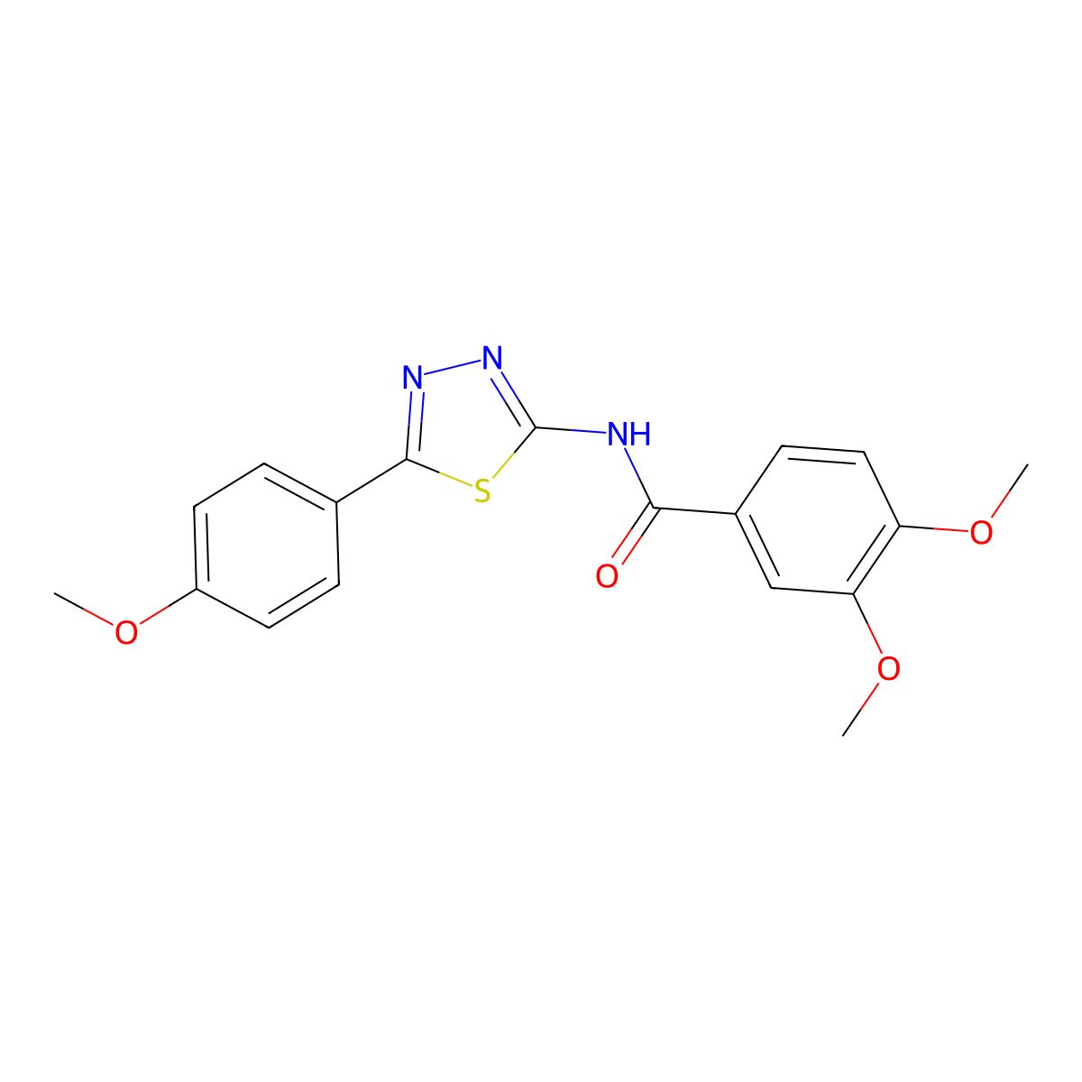 3,4-dimethoxy-N-[5-(4-methoxyphenyl)-1,3,4-thiadiazol-2-yl]benzamide molecular structure, CAS 332408-01-2