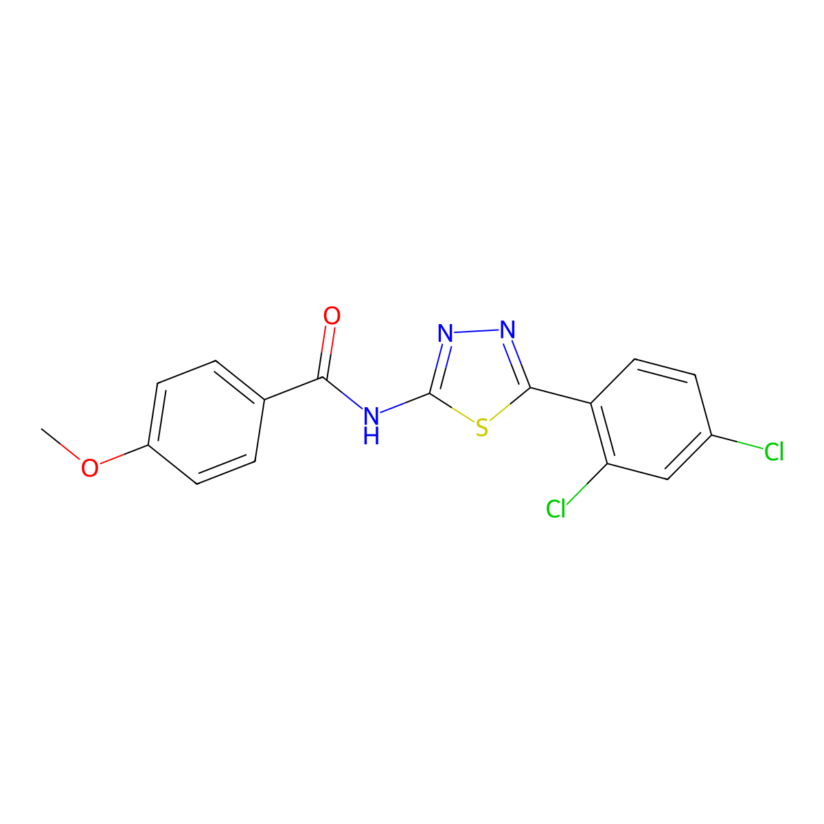 N-[5-(2,4-dichlorophenyl)-1,3,4-thiadiazol-2-yl]-4-methoxybenzamide molecular structure, CAS 332408-18-1