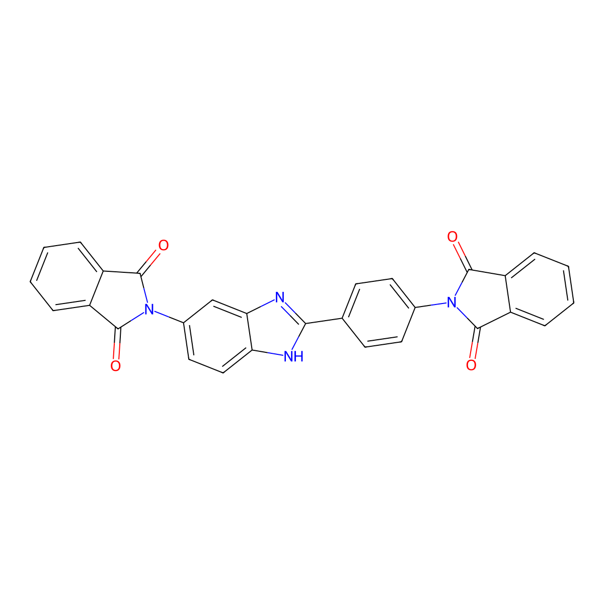 2-[4-[6-(1,3-dioxoisoindol-2-yl)-1H-benzimidazol-2-yl]phenyl]isoindole-1,3-dione molecular structure, CAS 332408-80-7