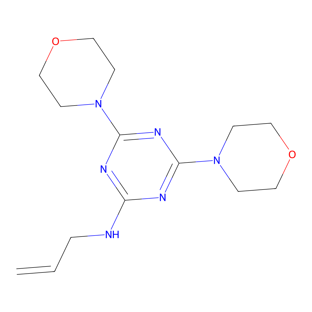 1,3,5-Triazine, 2-allylamino-4,6-bis(4-morpholyl)- molecular structure, CAS 332409-13-9