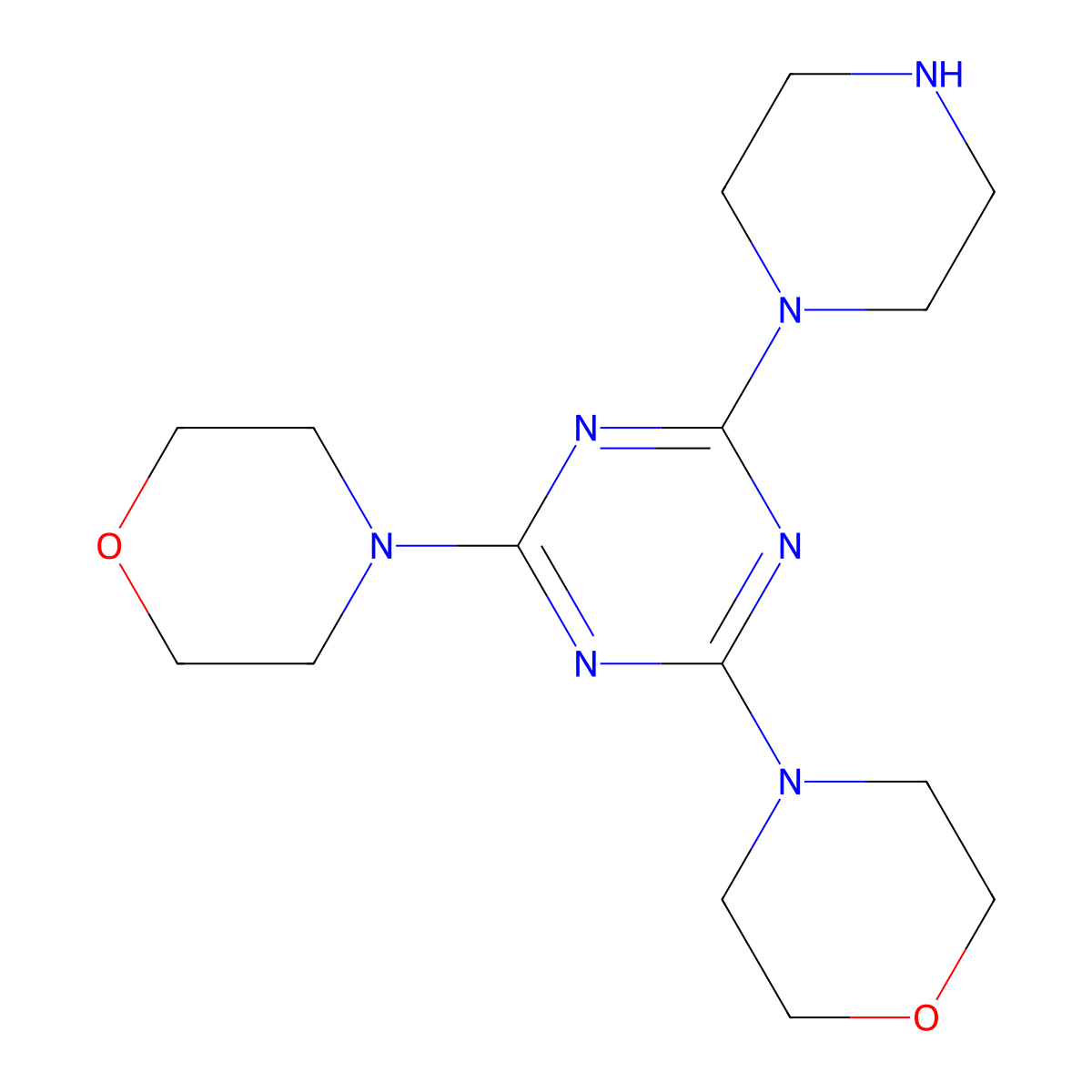 2,4-Di(4-morpholinyl)-6-(1-piperazinyl)-1,3,5-triazine molecular structure, CAS 332409-32-2