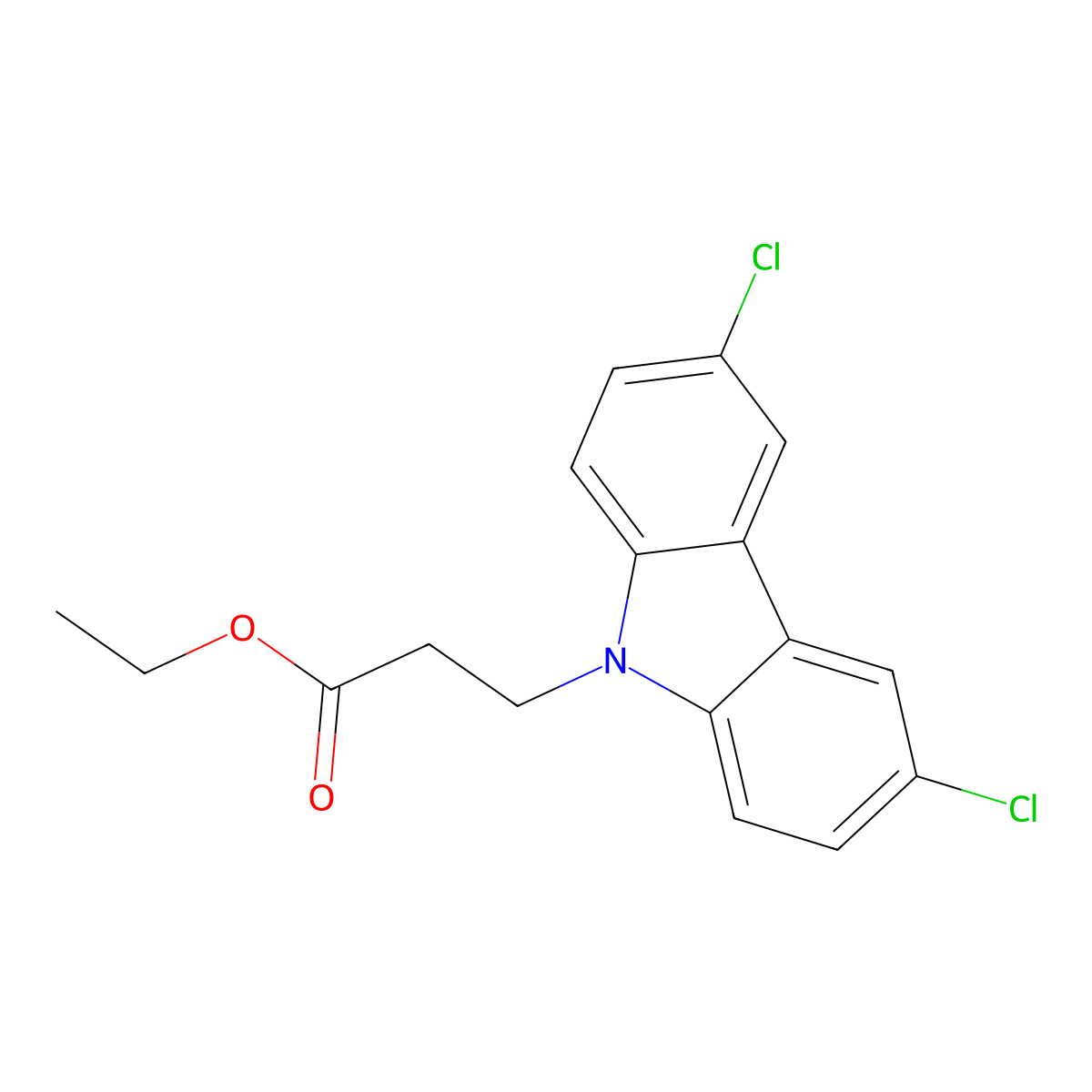 ethyl 3-(3,6-dichloro-9H-carbazol-9-yl)propanoate molecular structure, CAS 332409-63-9