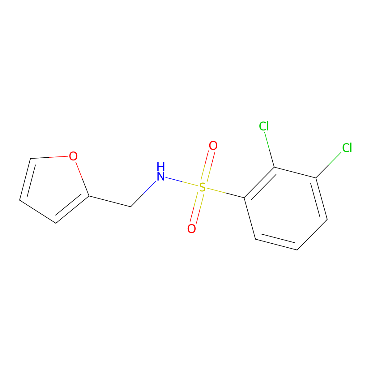 [(2,3-Dichlorophenyl)sulfonyl](2-furylmethyl)amine molecular structure, CAS 332410-08-9