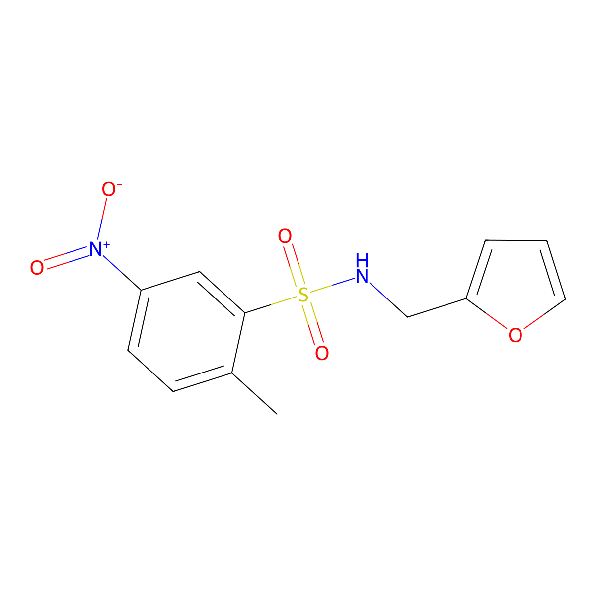 N-Furan-2-ylmethyl-2-methyl-5-nitro-benzenesulfonamide molecular structure, CAS 332410-10-3