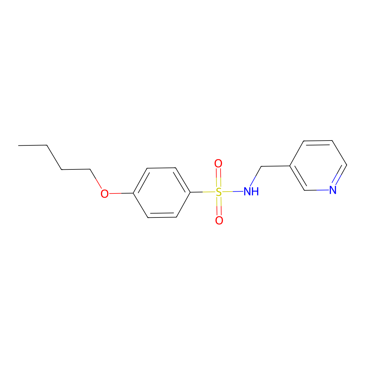 4-butoxy-N-(pyridin-3-ylmethyl)benzenesulfonamide molecular structure, CAS 332410-16-9