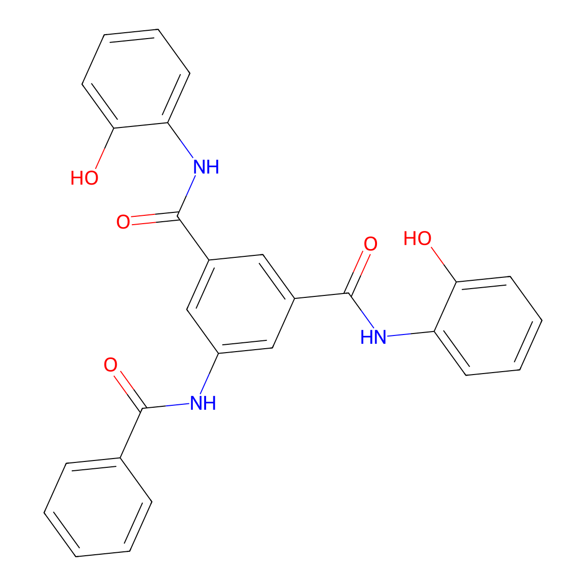 5-benzamido-1-N,3-N-bis(2-hydroxyphenyl)benzene-1,3-dicarboxamide molecular structure, CAS 332411-44-6