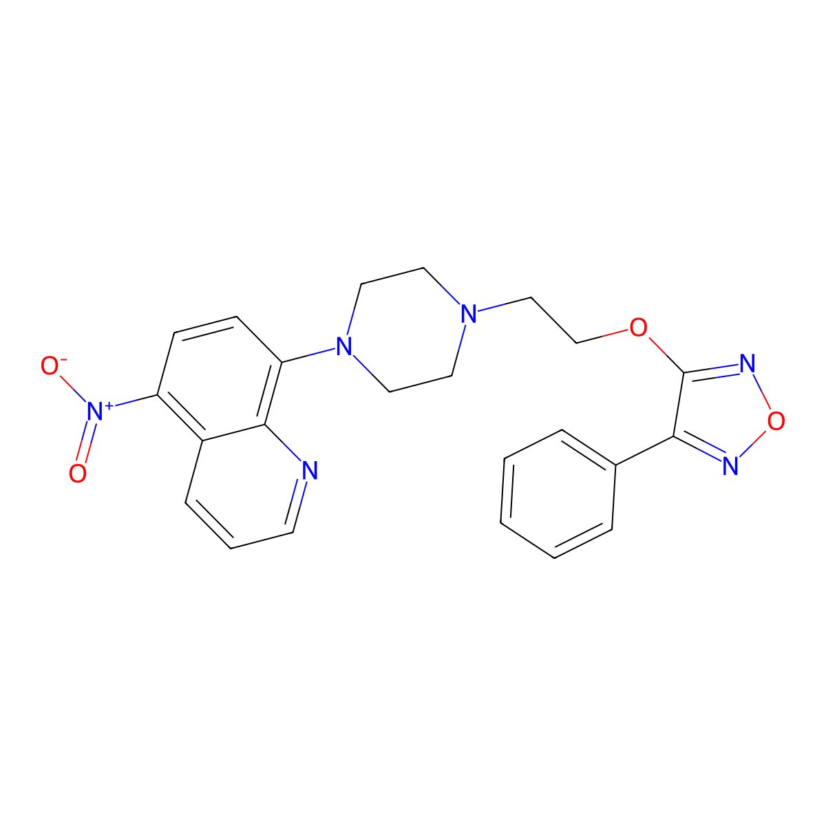 3-[2-[4-(5-Nitroquinolin-8-yl)piperazin-1-yl]ethoxy]-4-phenyl-1,2,5-oxadiazole molecular structure, CAS 332411-95-7