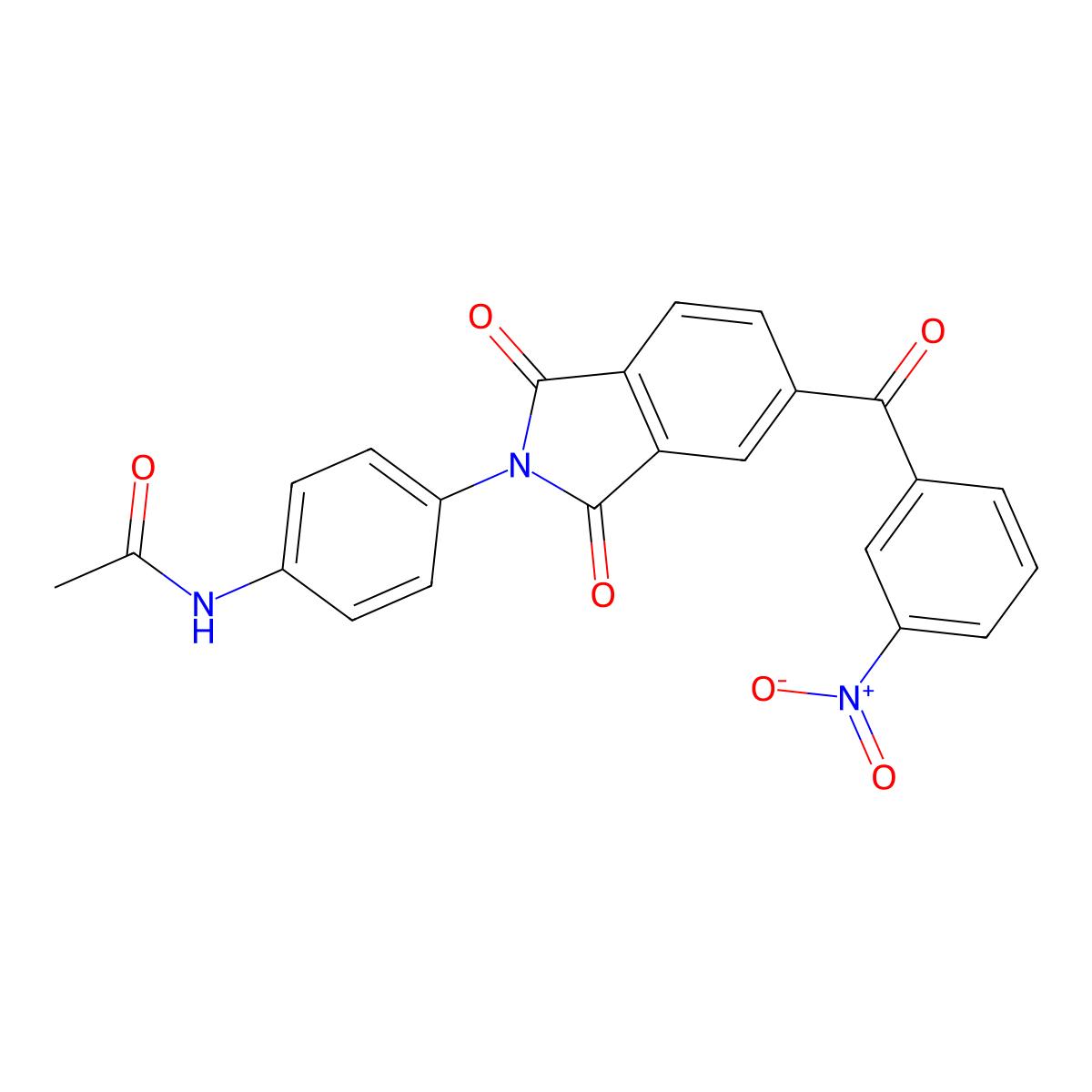 N-[4-[5-(3-nitrobenzoyl)-1,3-dioxoisoindol-2-yl]phenyl]acetamide molecular structure, CAS 332412-29-0