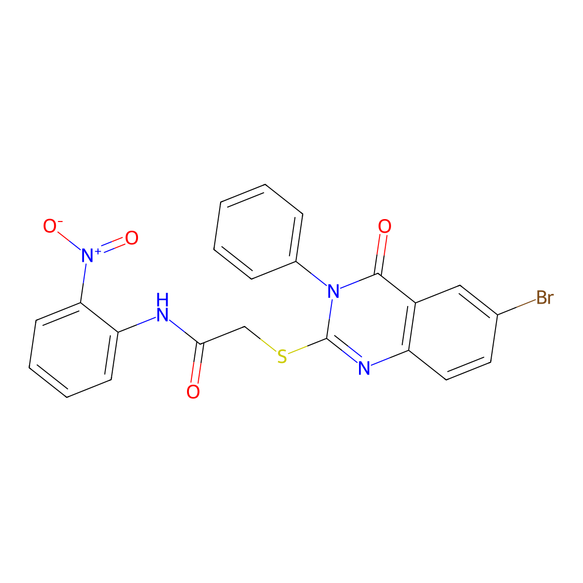 2-(6-bromo-4-oxo-3-phenylquinazolin-2-yl)sulfanyl-N-(2-nitrophenyl)acetamide molecular structure, CAS 332412-34-7