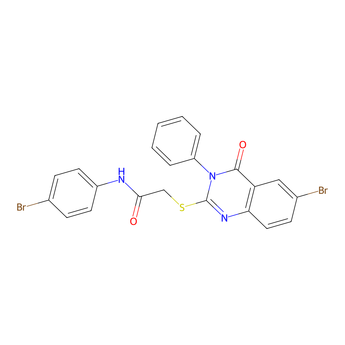 2-(6-bromo-4-oxo-3-phenylquinazolin-2-yl)sulfanyl-N-(4-bromophenyl)acetamide molecular structure, CAS 332412-42-7