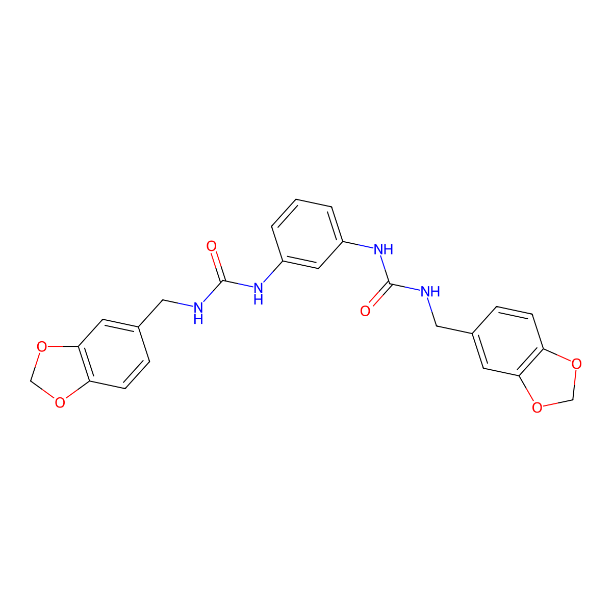 1-(1,3-Benzodioxol-5-ylmethyl)-3-[3-(1,3-benzodioxol-5-ylmethylcarbamoylamino)phenyl]urea molecular structure, CAS 332412-54-1