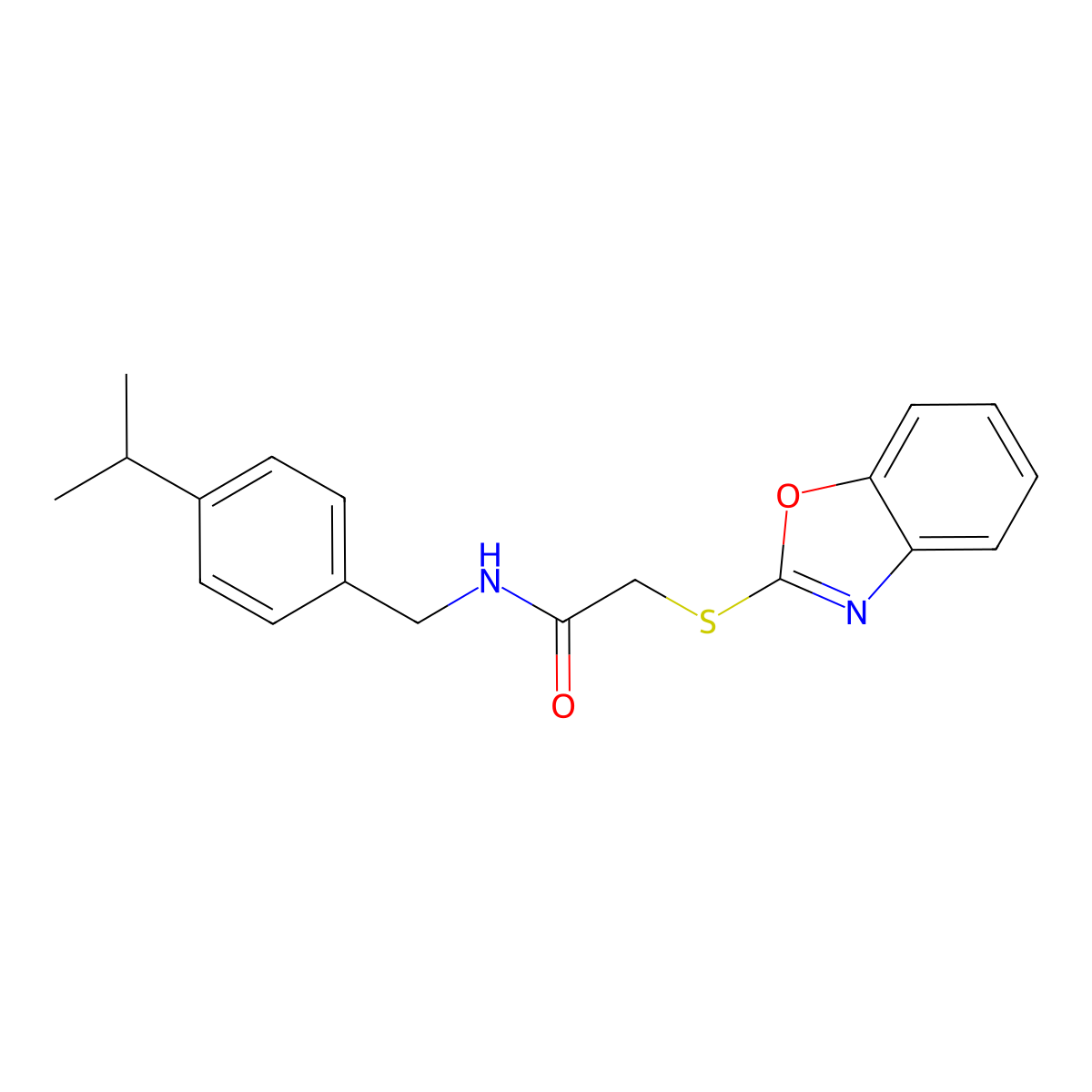 2-(1,3-benzoxazol-2-ylsulfanyl)-N-(4-isopropylbenzyl)acetamide molecular structure, CAS 332412-57-4