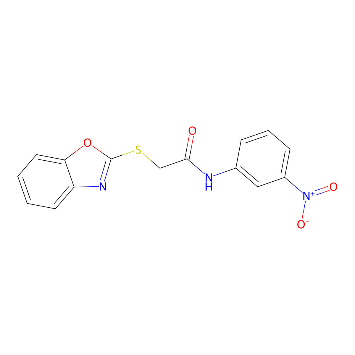 2-(1,3-benzoxazol-2-ylthio)-N-(3-nitrophenyl)acetamide molecular structure, CAS 332412-62-1