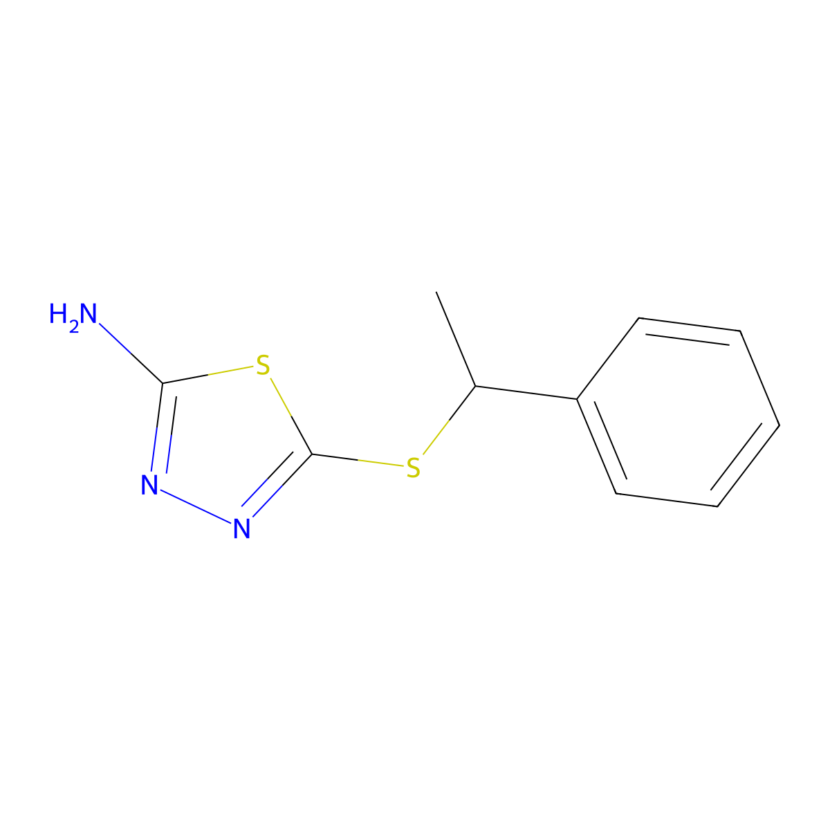 5-(1-Phenylethylsulfanyl)-[1,3,4]thiadiazol-2-ylamine molecular structure, CAS 332412-74-5