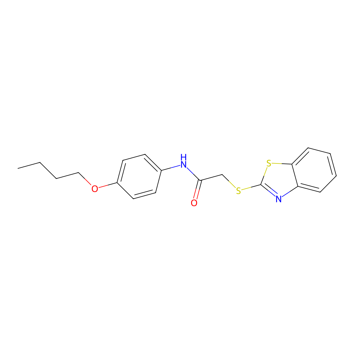 2-(1,3-benzothiazol-2-ylsulfanyl)-N-(4-butoxyphenyl)acetamide molecular structure, CAS 332412-77-8