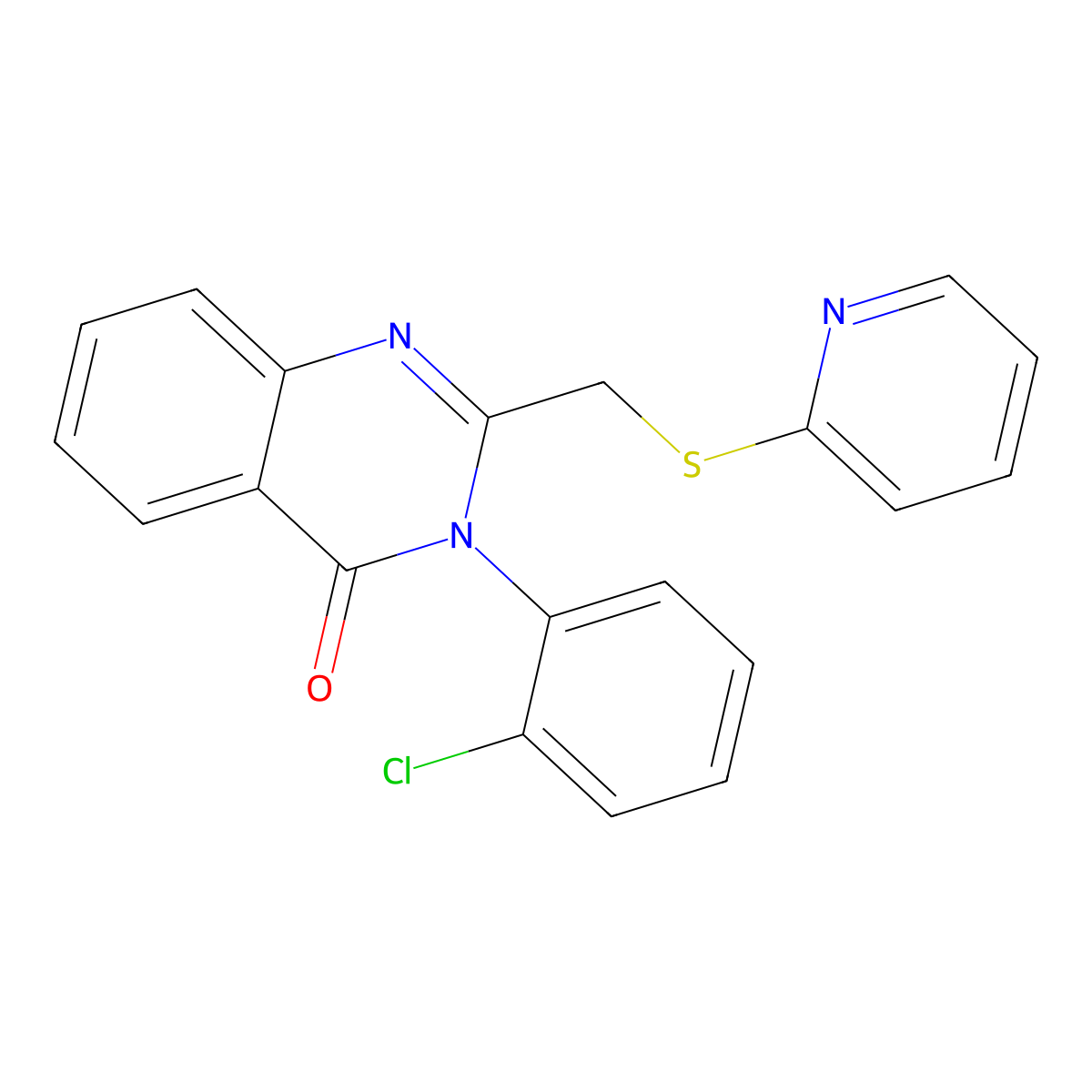 3-(2-Chlorophenyl)-2-(pyridin-2-ylsulfanylmethyl)quinazolin-4-one molecular structure, CAS 332412-78-9